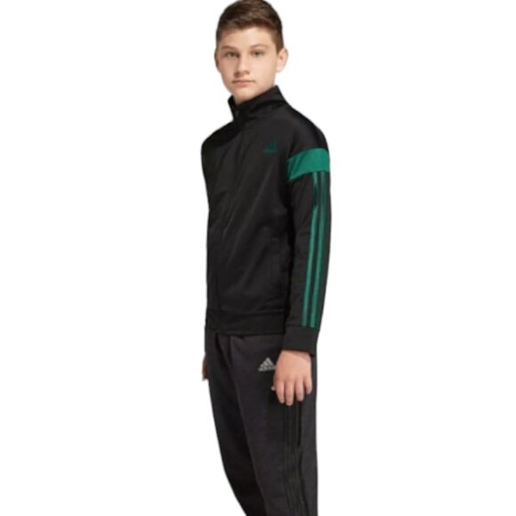 Adidas Boys Stripe Full Zip Track Jacket, Pockets, NWT, Black Green L (14-16) - Picture 8 of 8